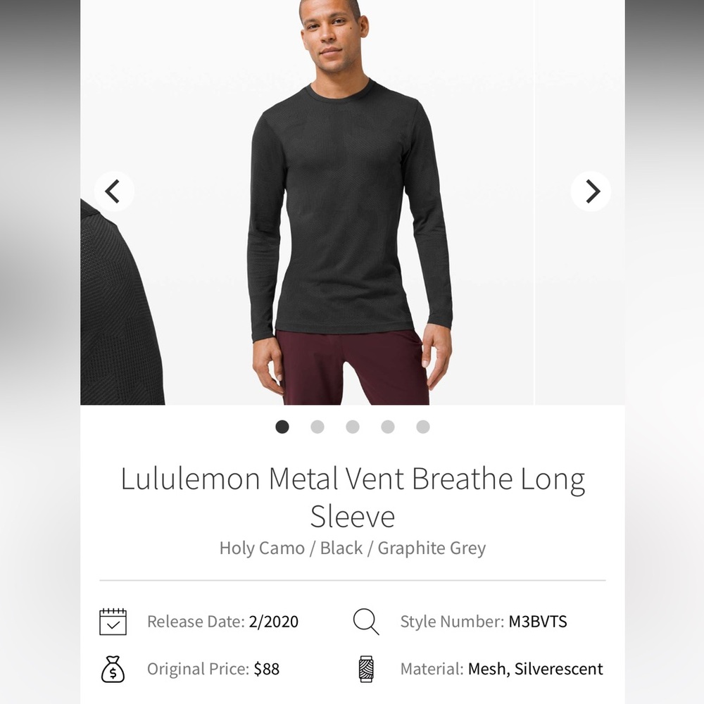 Metal Vent Breathe Long Sleeve - size S